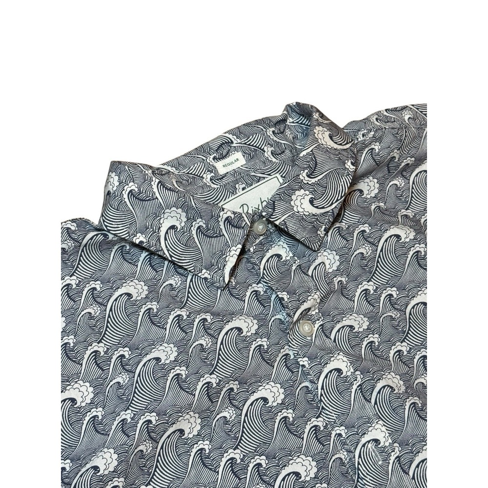 Bixby Nomad Wave Print Button Shirt Mens XL Cotton Short Sleeve